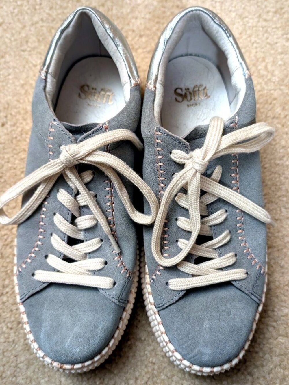 Söfft Gray Suede Leather Platform Sneakers Sz 7.5